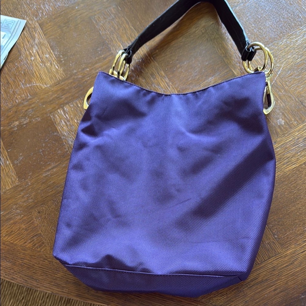 Purple Shoulder Bag with Slouchy Design and Silver Hardware